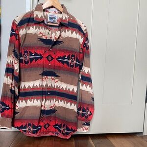 Men's Southwestern Pattern Shirt - Red and Brown